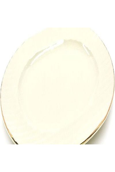 QUALITIER Oval Platter 34 cm – Elegant White & Gold Serveware
