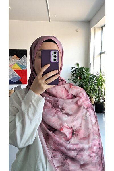 Lavena scarfs Bahar Serisi Çiçekli Desen Pamuklu Dijital Soft Şal - Pembe