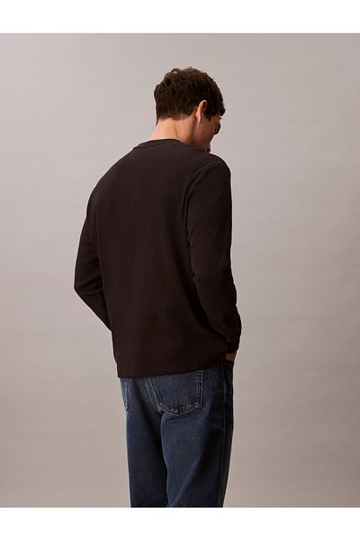 Calvin Klein Men Black Waffle Badge Long Sleeve T-Shirt
