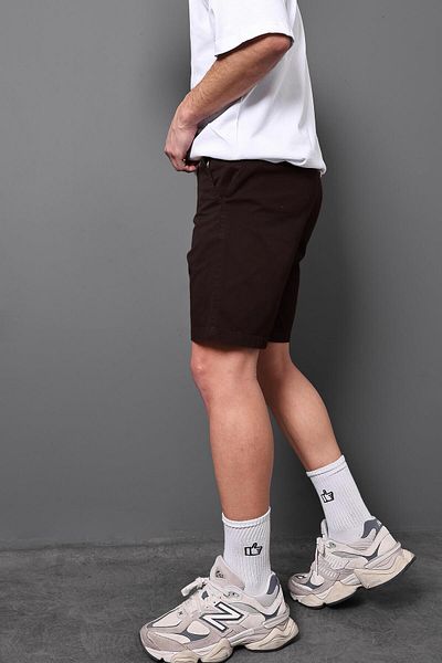 Slatra Ανδρικό σορτς καφέ λεπτό Gabardine Regular Fit