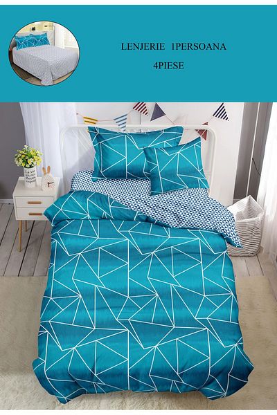 CHIRASO CHIRASO Finet 1 Person Bedding Set, 4 Pieces, Abstract Print, Turquoise