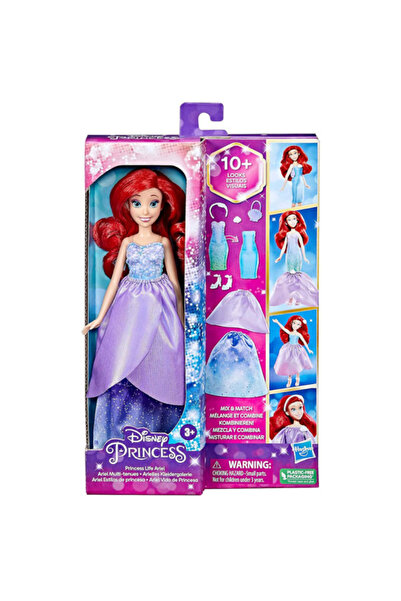 Hasbro Papusa de moda Disney Princesses Life, Ariel, 10 combinații de ținute