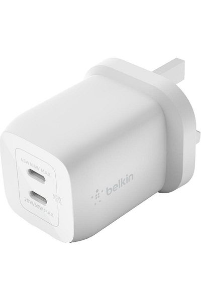 Belkin Boost Charge Pro Dual USB-C GaN Wall Charger with PPS 65W USB PD (Power Delivery)65 Watts Dual USB-C