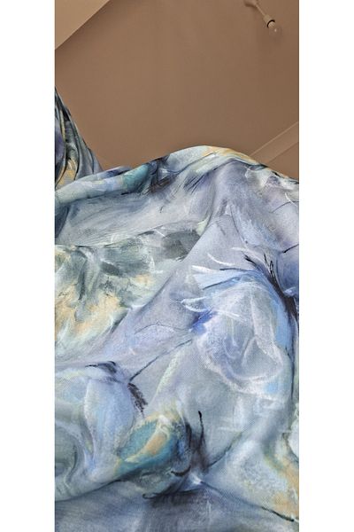Lavena scarfs Seria de primăvară șal moale digital din bumbac cu model floral - Indigo