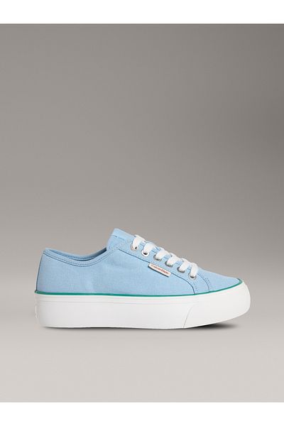 Calvin Klein Women Cool Blue & Wild Green Vulc Flatform Ctn Low Top Sneakers