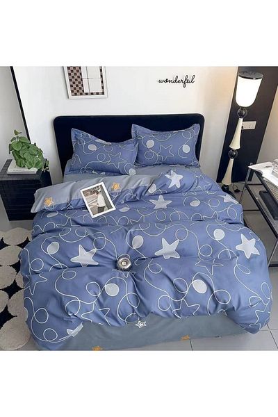 CHIRASO CHIRASO Finet 4-Piece Children's Bedding Set, 155x220 cm, Star Print, light blue