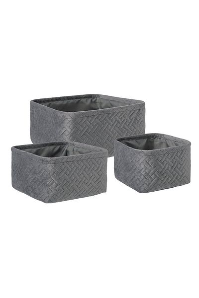 Bizzotto Set 3 cosuri depozitare textil gri Averill 16x16x10 cm, 20x20x11 cm, 25x25x12 cm