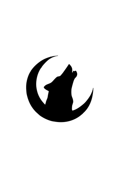 Reysa Tasarım ملصق سيارة هلال وذئب أبيض مقاس 17x17 سم باللون الأسود