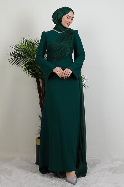 GİYZAMİLA Βραδινό φόρεμα Ayliz Hijab Emerald