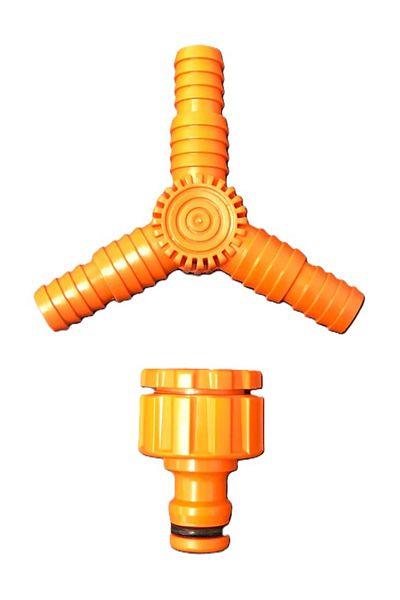 BGA Garden Hose 1/2 - 3/4 Fountain Faucet Connection Fitting Set Three-Way Hose t Fitting