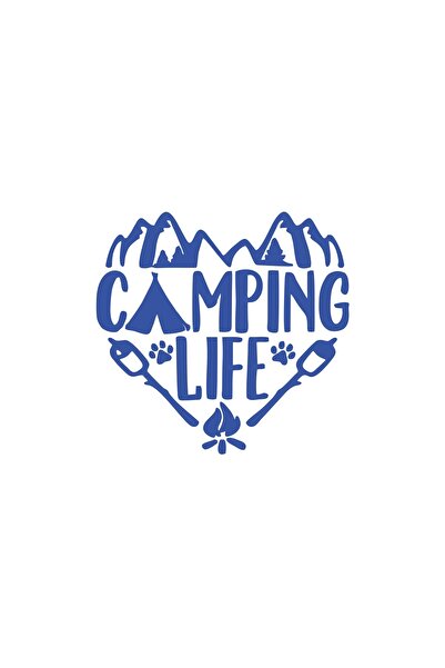 Reysa Tasarım ملصق سيارة كامبينج لايف مقاس 17x17 سم باللون الأزرق