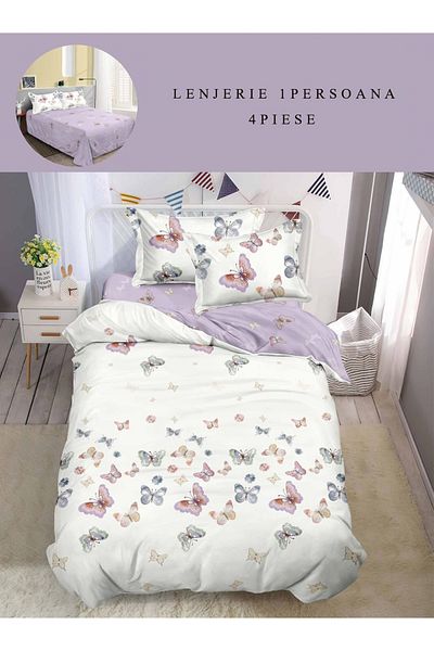 CHIRASO CHIRASO Finet 4-Piece Children's Bedding Set, 155x220 cm, Butterfly Print, pale purple