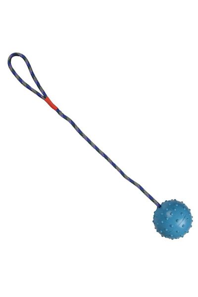 Ropet Dog toy, ball with rope and handle, 6 x 40cm, Blue, Ropet