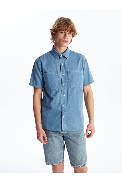 LC Waikiki Comfortable Fit Short Sleeve Men's Jean Shirt