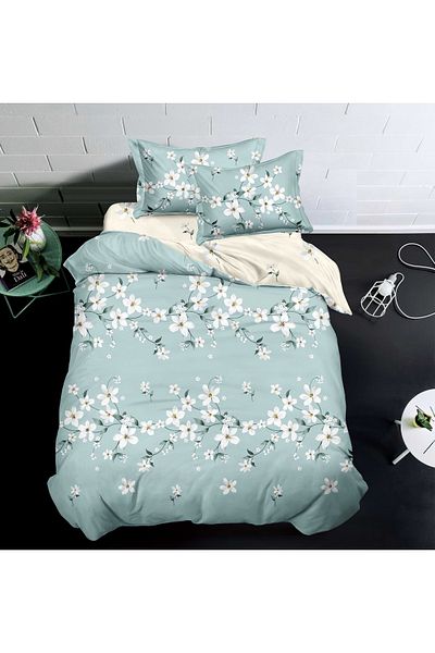 CHIRASO CHIRASO Finet 1 Person Bedding Set, 4 Pieces, Flower Print, pastel blue