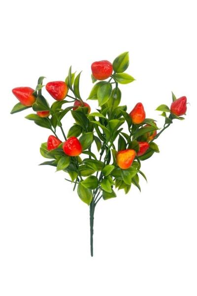 Nettenevime Set of 3 Artificial Strawberry Bunch Artificial Flower 30*20cm with Green Leaves
