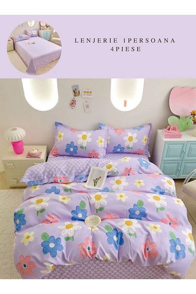 CHIRASO CHIRASO Finet 4-Piece Children's Bedding Set, 155x220 cm, Flower Print, pale purple