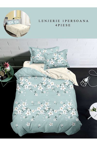 CHIRASO CHIRASO Finet 1 Person Bedding Set, 4 Pieces, Flower Print, pastel blue