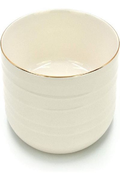 QUALITIER Gold/White Salad Bowl – 21 cm Elegant Ceramic Tableware