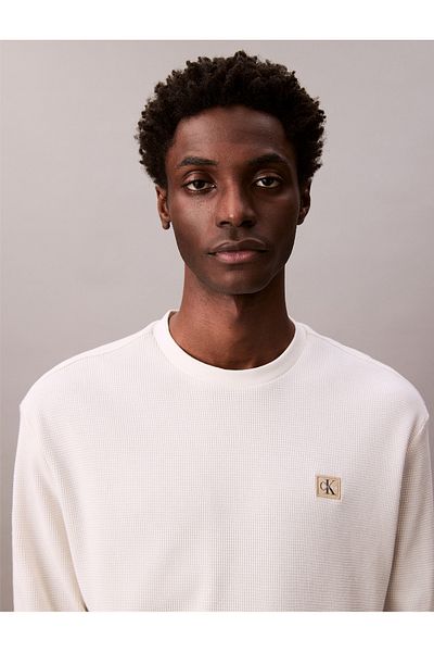 Calvin Klein Men Tofu Waffle Badge Long Sleeve T-Shirt