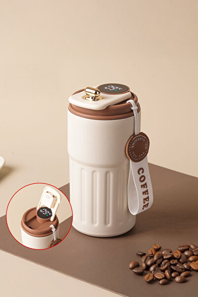 Globox كوب ترمس مقاوم للحرارة من الستانلس ستيل مع شاشة عرض رقمية لدرجة الحرارة 400 مل