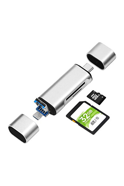 Anunnaki Type-C Usb Micro Sd Kart Okuyucu Çevirici Dönüştürücü Adaptör PC, Dizüstü, Tablet, Telefon Uyumlu