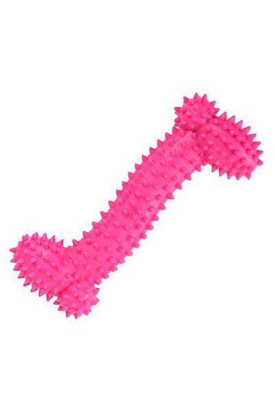 Ropet Jucarie pentru caine, os cauciuc dintat pentru curatarea dintilor, 10cm, Roz, Ropet
