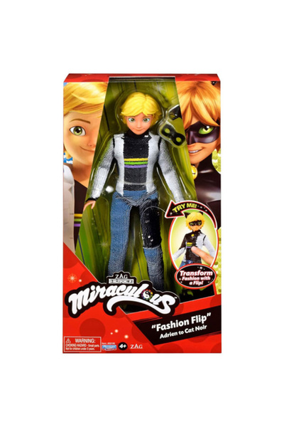 Playmate Miraculous Ladybug Fashion Flip Doll Adrien in Cat Noir