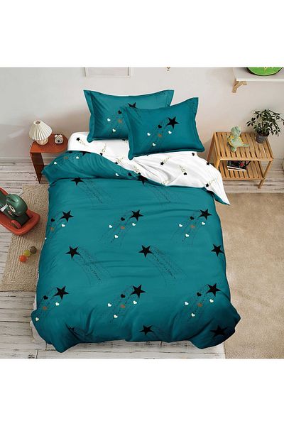 CHIRASO CHIRASO Finet 4-Piece Children's Bedding Set, 155x220 cm, Star Print, green