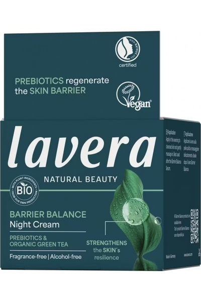 Lavera Barrier Balance Balancing Night Cream, Prebiotics, Fragrance-free, Alcohol-free, Unisex, 50ml - LAVERA