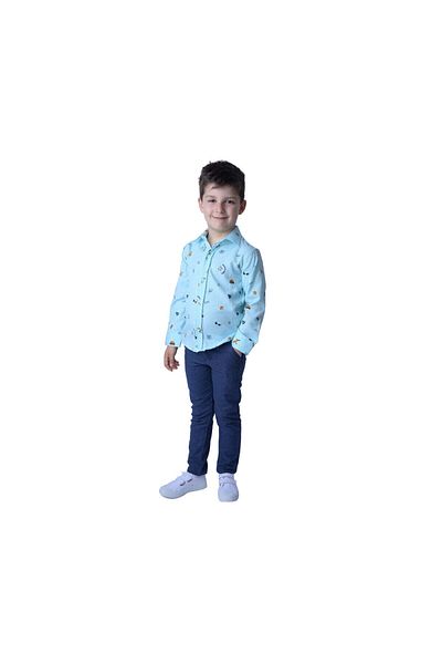 Montella Costum casual pentru băieți, Montella - Cămașă verde, 2 piese, MG-3034 - 92 cm, Verde