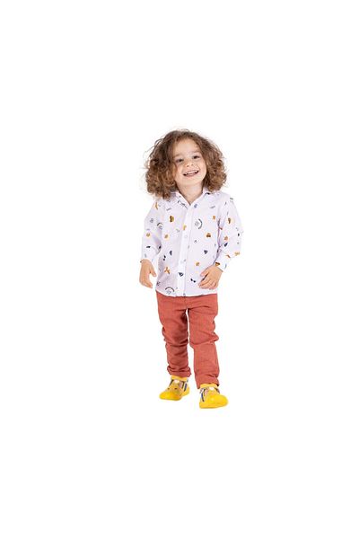 Montella Boys Casual Suit, Montella - White Shirt, Brick Pants, MG-3034 - 104 cm