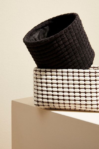 Bizzotto Set 3 textile storage baskets black 16x13 cm, 19x16 cm, 22x18 cm