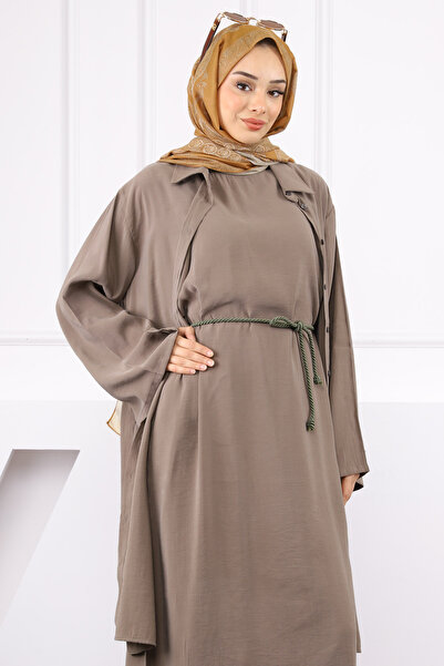 İmajButik Σετ συνδυασμού ρούχων με κορδόνι χακί μέσης