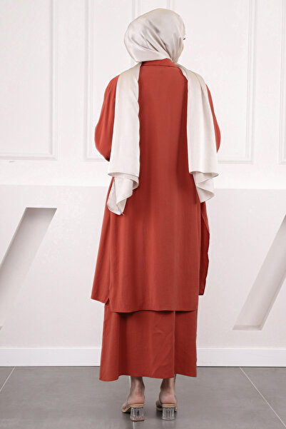 İmajButik Kremit Waist Drawstring Tunic Dress Combination Set