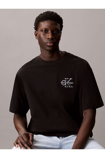 Calvin Klein Men Black Micro Monolog Short Sleeve T-Shirt