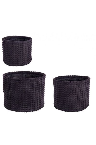 Bizzotto Set 3 textile storage baskets black 16x13 cm, 19x16 cm, 22x18 cm