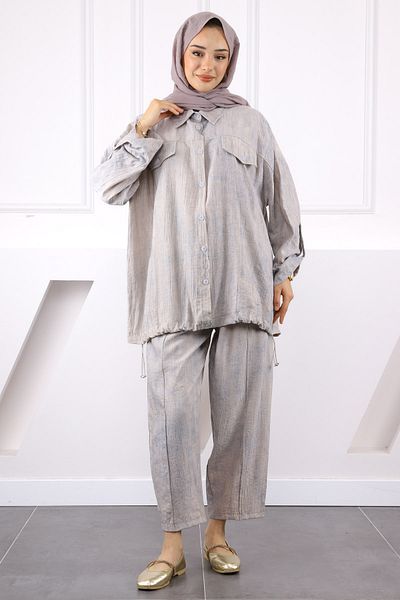 İmajButik Gray Tunic Trouser Suit
