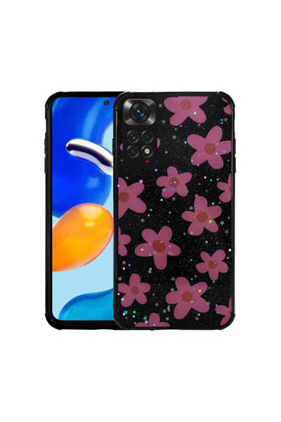 BUTAM BİLİŞİM حافظة Redmi Note 11S العالمية، غطاء لامع منقوش بالفضي مع حماية ...