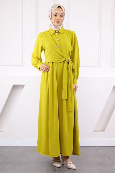 İmajButik Φόρεμα Linda με πράσινο λάδι