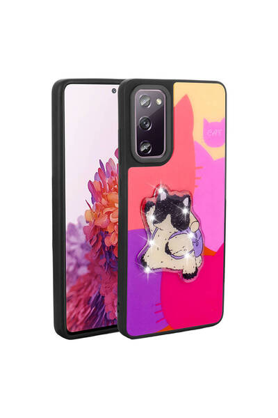 BUTAM BİLİŞİM حافظة لهاتف Galaxy S20 FE غطاء سيليكون من Amas مع شكل أيقوني منقوش لامع - أرجواني