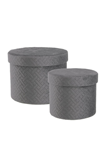 Bizzotto Set 2 cutii velur gri Averill 18x14 cm, 22x16 cm