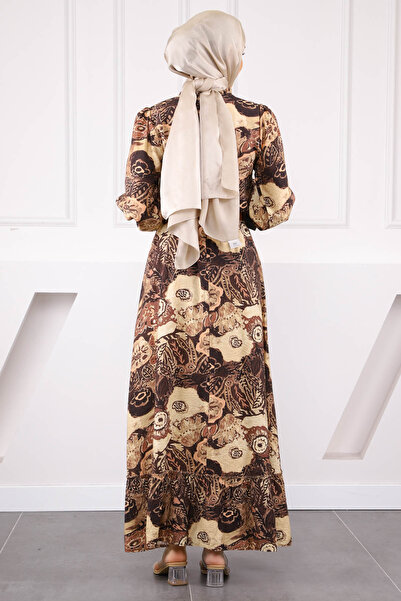 İmajButik Φόρεμα με μοτίβο με ζώνη μέσης βιζόν