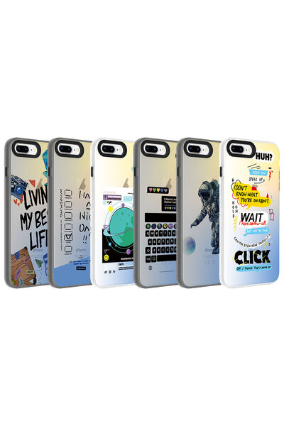 BUTAM BİLİŞİM iPhone 8 Plus Case Patterned Dragon Hard Cover - Travel