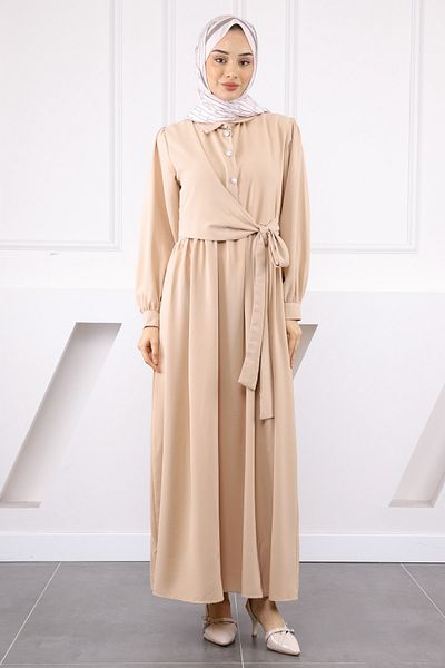 İmajButik Φόρεμα Linda με πλαϊνό δέσιμο βιζόν