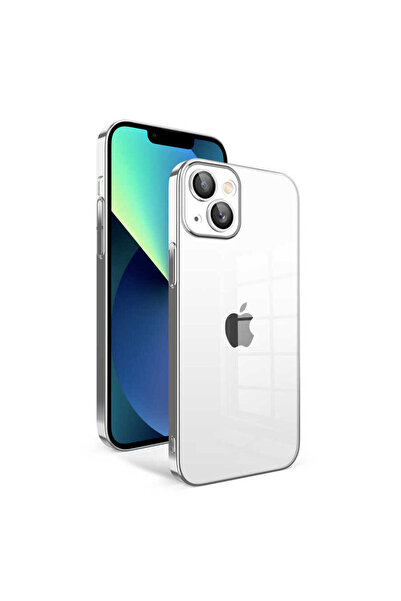 BUTAM BİLİŞİM حافظة جراج ملونة متوافقة مع هاتف iPhone 13 مع حماية للكاميرا - فضي