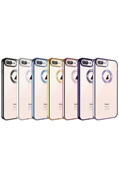 BUTAM BİLİŞİM iPhone 8 Plus Case with Camera Protection Logo Showing Omega Cover - Rose Gold