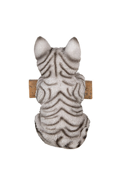 Clayre & Eef Figurine Poliresin White Gray Kitty 12x9x19 cm