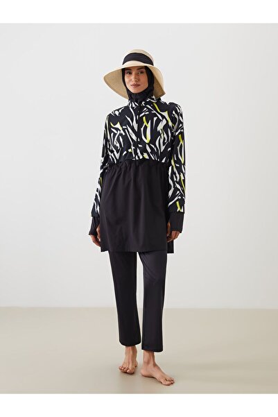 LC Waikiki Women's Hijab Swimsuit Set with High Collar Pattern