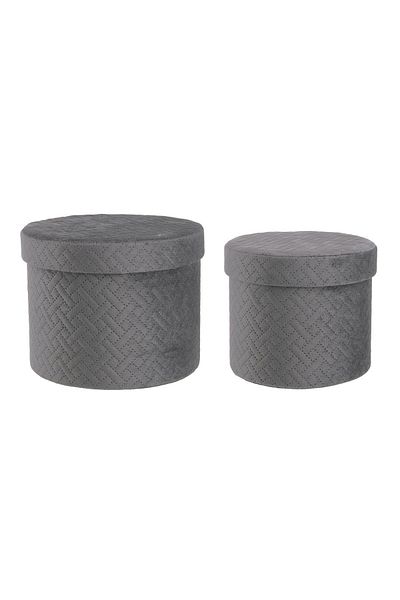 Bizzotto Set 2 cutii velur gri Averill 18x14 cm, 22x16 cm